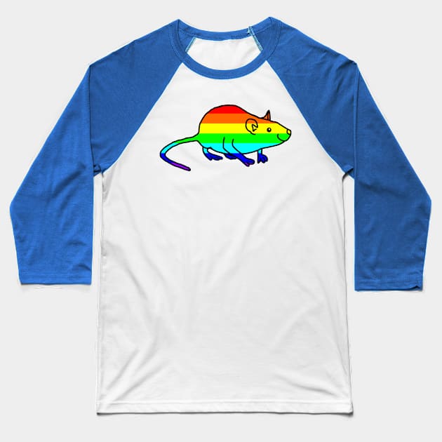 Cute Rainbow Rat Baseball T-Shirt by ellenhenryart